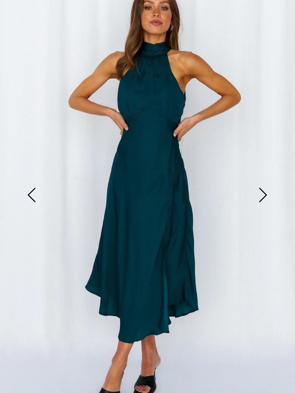 Hello Molly Teal High-Neck Midi Dress